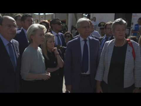 EU chief von der Leyen and Italy PM Meloni visit island of Lampedusa