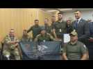Zelensky entame sa visite aux Etats-Unis en célébrant les soldats ukrainiens
