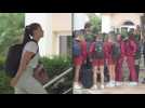 Spain women's players arrive for national team camp at Oliva