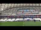 Coupe du monde de rugby : échauffement XV de France à la veille du match face à la Namibie à Marseille