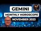Gemini Horoscope November 2023. New Energy Flows In.
