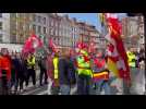 Manifestation contre la réforme des retraites : prise de parole de Christelle Veignies (secrétaire CGT), avant le départ du cortège à Dunkerque