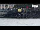 VIDEO. Dans le port de Nantes, il traverse la Loire sur fil