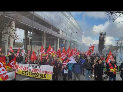 Protesters march against pension reform in western France