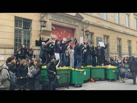 Paris school blocked by students against pension reform