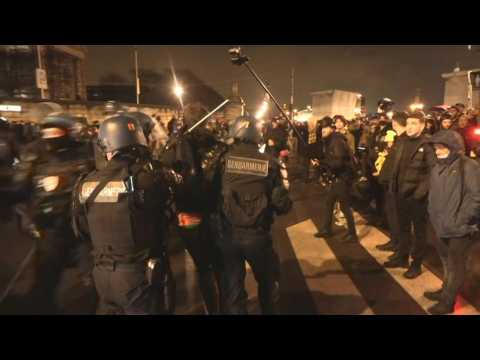 Arrests during protest against pension reform in Paris