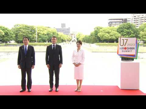 G7: France's Macron arrives at Peace Memorial Park
