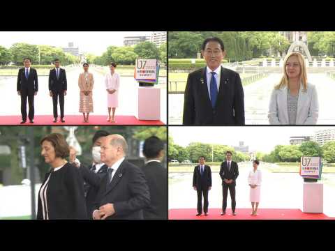 G7 leaders arrive to memorial park