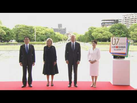 US President Biden arrives at Peace Memorial Park in Hiroshima