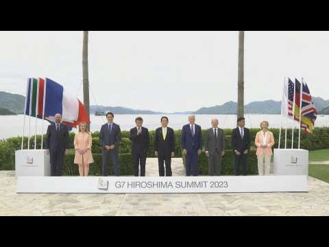 G7 leaders pose for family photo during summit in Hiroshima