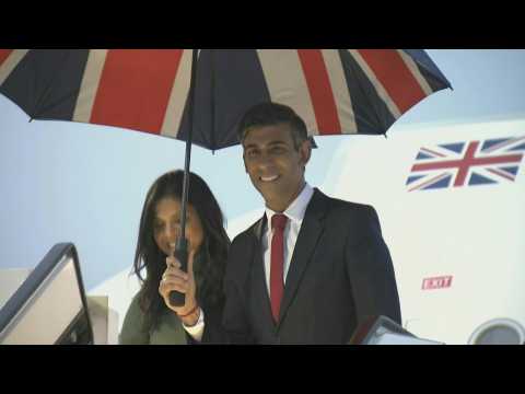 British PM Rishi Sunak lands to attend the G7 summit in Hiroshima