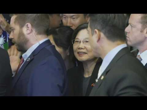 Taiwan president Tsai Ing-wen arrives at Los Angeles hotel