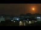 Rockets seen in the night sky above Gaza Strip