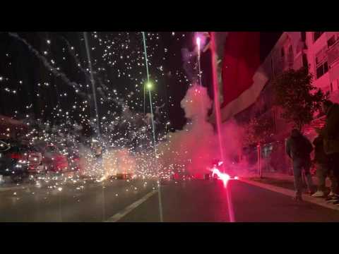 Fireworks in front of Montenegro election winner's party HQ