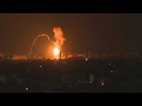 Israeli strikes hit Gaza City during cross border fire with Gaza militants