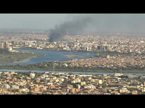 Aerials of smoke billowing over Sudan's capital as fighting continues