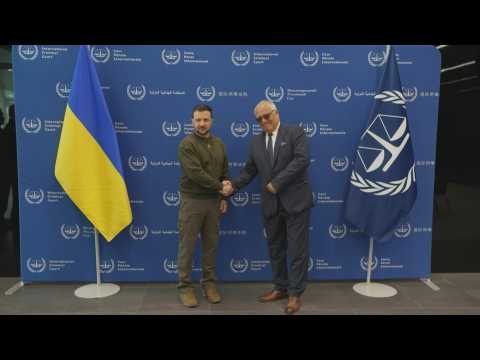 Ukraine's President Zelensky arrives at ICC in the Hague