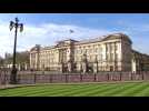 Scene outside Buckingham Palace two days before the coronation of King Charles