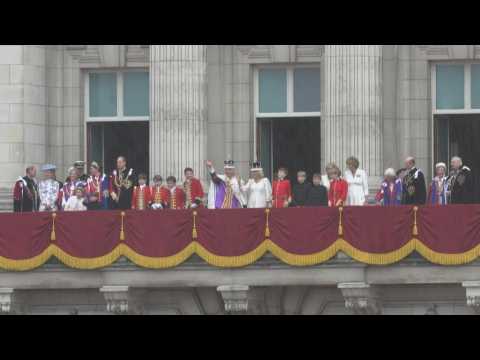 King Charles III, Queen Camilla appear on Buckingham Palace balcony after coronation