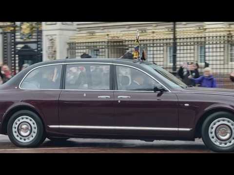 King Charles III and Queen Camilla leave Buckingham Palace