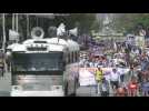 Mexicans march through the capital on Labour Day