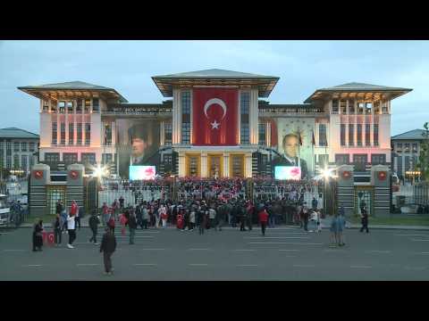 Scene outside Turkish Presidential Palace as vote results near