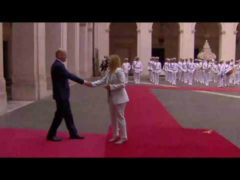 Italian PM Giorgia Meloni welcomes German Chancellor Olaf Scholz