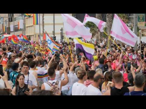 LGBTQ members and supporters take part in Tel Aviv Pride parade