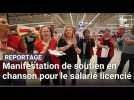 Manifestation de soutien en chanson pour Thomas, le salarié licencié car il chante, par Auchan Louvroil