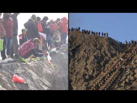 Hindu worshippers climb active Indonesian volcano for ritual sacrifices