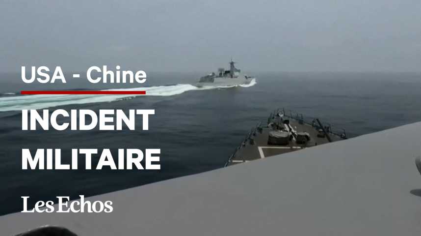 Illustration pour la vidéo Un navire chinois coupe la route à un destroyer américain dans le détroit de Taïwan
