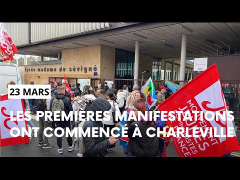 Charleville-Mézières : les manifestants contre la réforme des retraites devant le lycée Sévigné