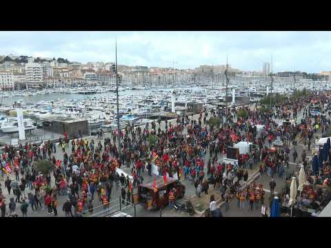In Marseille, demonstrators rally in the Old Port against pension reform