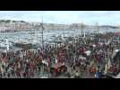 In Marseille, demonstrators rally in the Old Port against pension reform