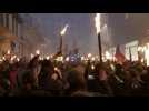 French pension reform: torchlight protest in Nantes