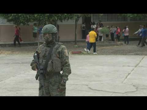 Security outside polling station in Ecuador as polls open