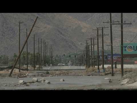 Flooding from Tropical Storm Hilary leaves damage near Palm Springs, California