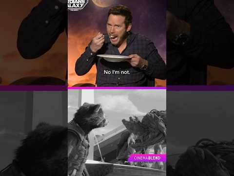 Chris Pratt definitely NOT eating oatmeal in the middle of our 'GOTG Vol. 3' interview