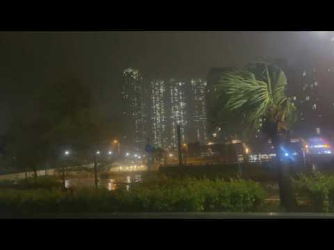 Strong winds batter Hong Kong as Super Typhoon Saola approaches city