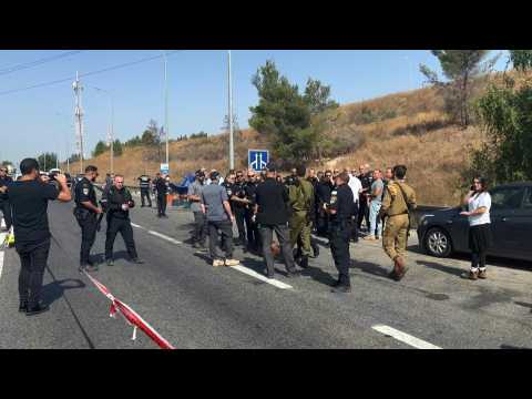 Israeli security forces gather at scene of West Bank ramming attack
