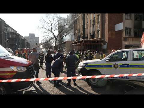 Scene at deadly building fire in central Johannesburg