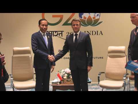 France's Emmanuel Macron holds a bilateral meeting with his Indonesian counterpart