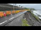 Collapsed highway along Taiwan's eastern coast in the wake of Typhoon Haikui