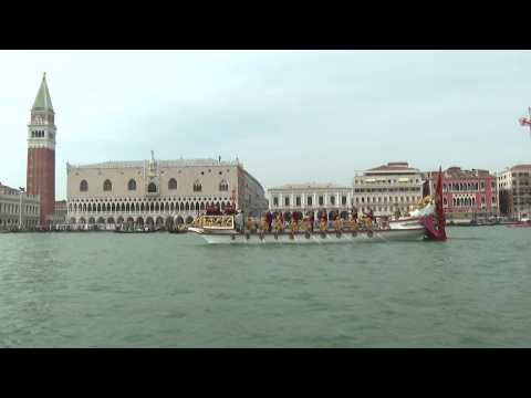 Gondolas and boats parade during Venice's Historical Regatta