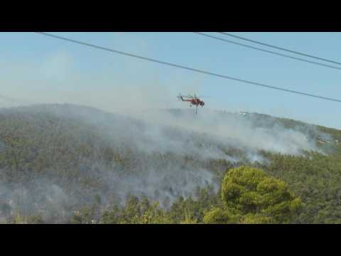 Firefighting helicopters continue battling deadly wildfires on the outskirts of Athens