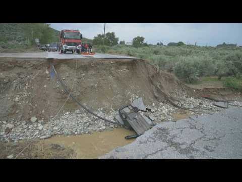 Images show damage caused by floodwaters in central Greece
