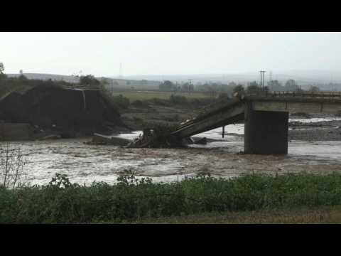 Bridge collapses in central Greece after torrential rains