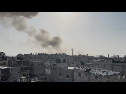 Smoke billows after Israeli airstrike on Rafah