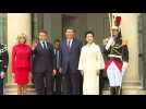 Chinese President Xi Jinping and his wife welcomed at the Elysee Palace