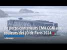 Un porte-conteneurs CMA CGM aux couleurs des JO de Paris 2024 pour accompagner l'arrivée de la flamme à Marseille